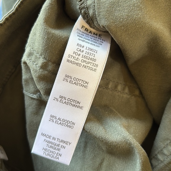 Frame Oversized Pocket Utility Pant in Fatigue Green size 29 - Picture 7 of 7